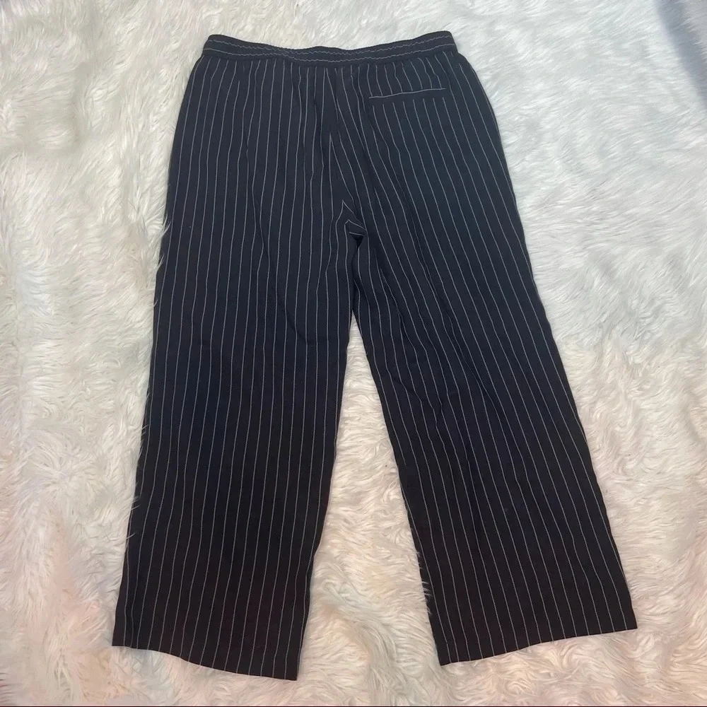 NWOT Eileen Fisher Pinstripe Crop Wide Leg Pant Indigo Casual Women’s Medium - Picture 11 of 13